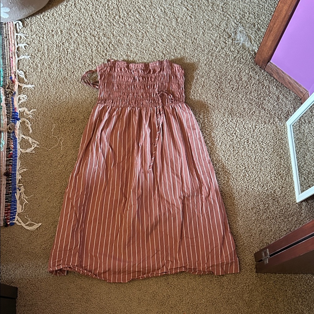 a new day Rust-Striped Smocked Sundress